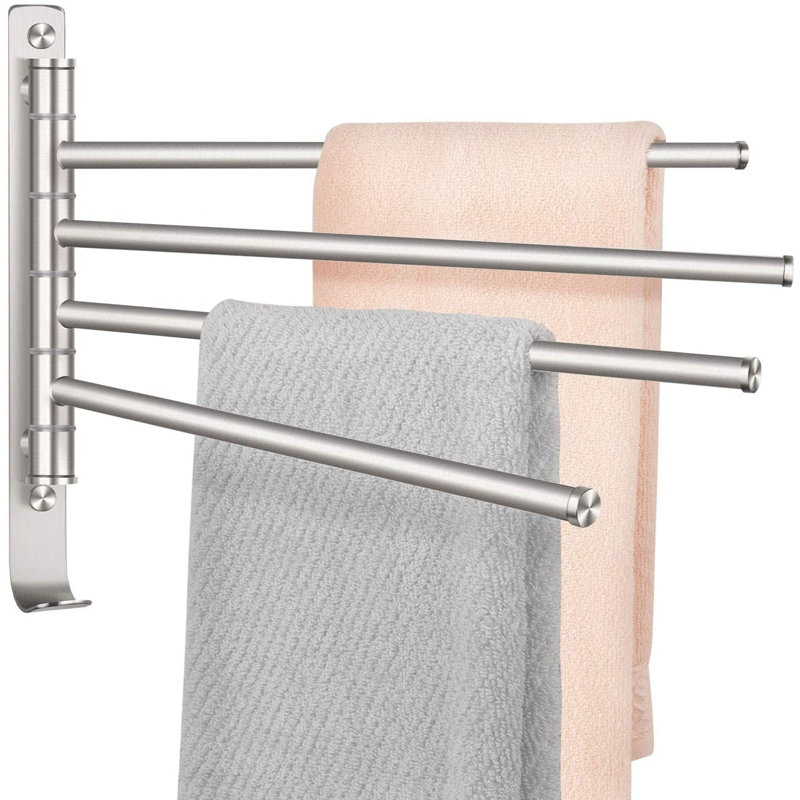 Galxre Bathroom Swing Arm Towel Bar 4Arm Towel Holder WallMounted Swing Out Towel Rack